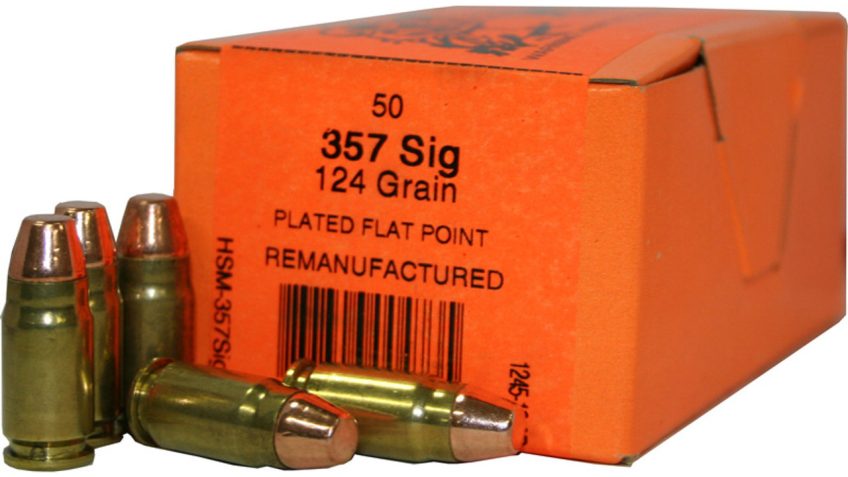 HSM 357 Sig, 124gr, Plated Flat Point, 50rd Box