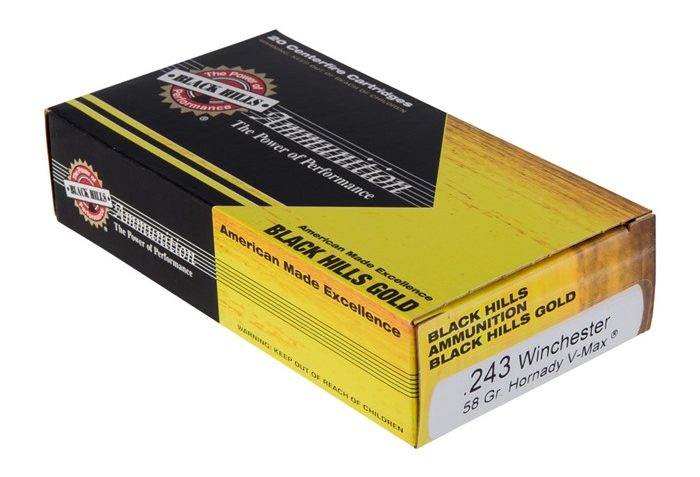 20rds – 243 Win. Black Hills Gold 58gr. V-Max Polymer Tip Ammo