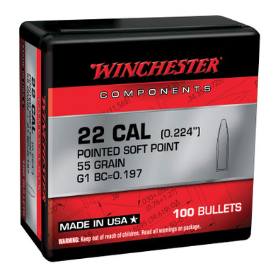 WINCHESTER AMMO 223 Rem 55Gr Pointed Soft Point 100rd/Box Rifle Ammo (WB223SP55X)