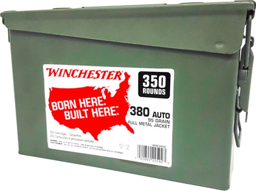 Winchester 380Acp (Case OF 2) Ammo Can 2/350Rd 95Gr Fmj RN AWW380C