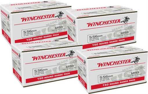 WINCHESTER AMMO USA 5.56X45 CASE LOT 55GR. FMJ 600RD CASE