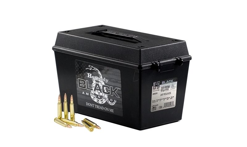 Hornady 223 Rem 62gr FMJ Black 247rd Ammo Can – Brass Casing