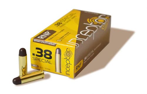 PolyCase Ammo 38SPLRNPBR50 Inceptor 38 Special 84 GR Round Nose 50 Bx/ 20 Cs – Brass Casing