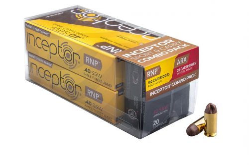 PolyCase Ammo 40RNPARX Inceptor 40 S&W 97 GR/88 GR RNP/ARX 120 Bx/ 12 Cs – Brass Casing