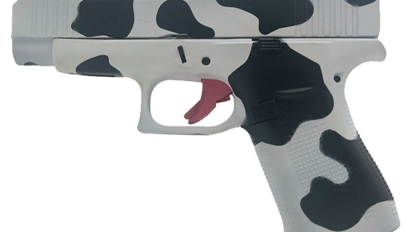 Glock G48 MOS 9mm 4.17" 10rd Pistol, Cow Print Cerakote