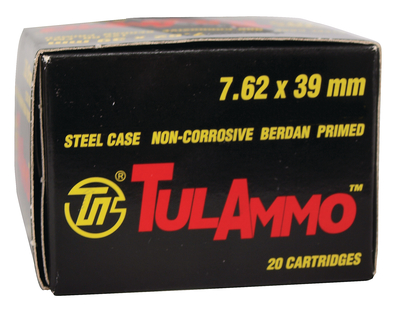 TulAmmo 7.62x39mm 122 Grain Hollow Point Lead Core 1000 Rounds P – Polymer Coated Steel Casing