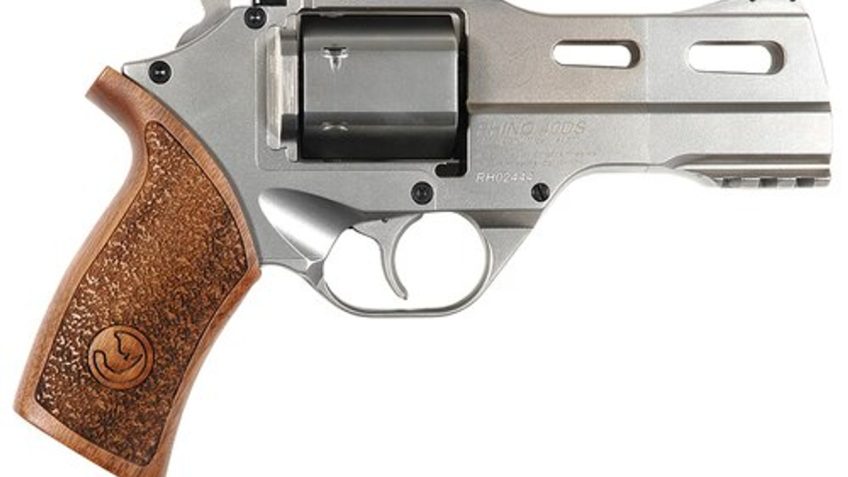 Chiappa Rhino 40DS Hard Chrome 357 Magnum Revolver – 6 Rounds, 4″ Barrel, Wood Grips, Hard Chrome, Night Sights