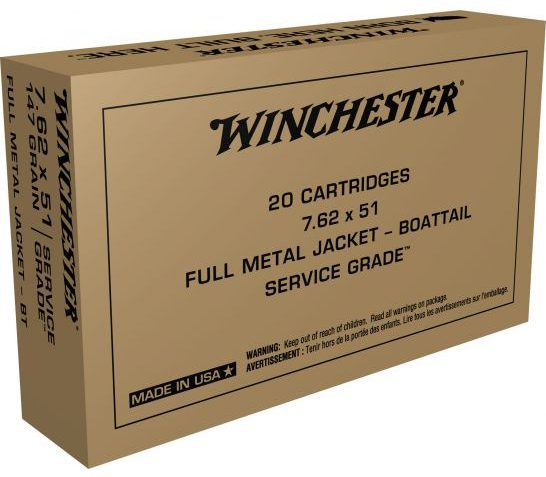 Winchester 7.62×51 NATO 147gr FMJBT (SG76251W) – Brass Casing