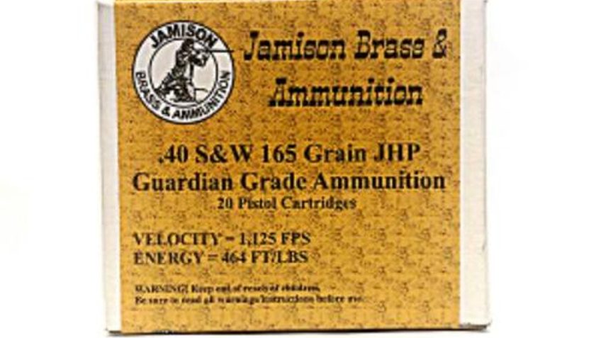 Jamison Guardian Grade 40 Smith & Wesson 180 GR Jacketed Hollow Poin – Brass Casing