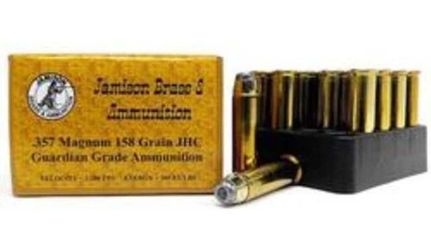 Jamison Guardian Grade 357 Magnum 158 GR Jacketed Hollow Point 20 – Brass Casing