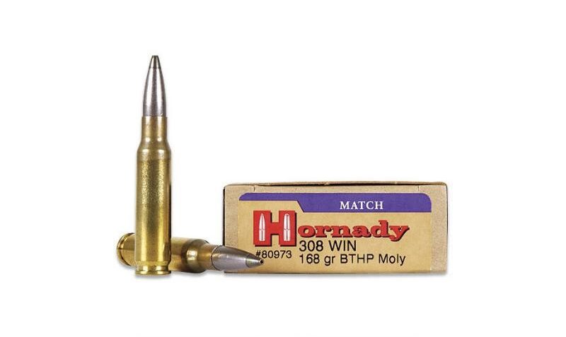 Hornady 308 Winchester 168 Grain Boat Tail Hollow Point Moly