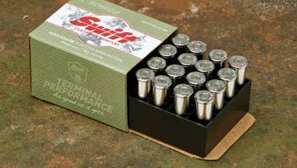 SWIFT AMMO 357MAG A-FRAME 180GR 25/10 – Nickel Plated Brass Casing