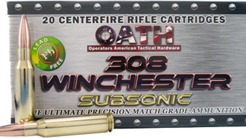 Oath AH308SUBC Match Grade 308 Winchester/7.62 NATO 205 GR 20 Bx/ 10 Cs – Brass Casing