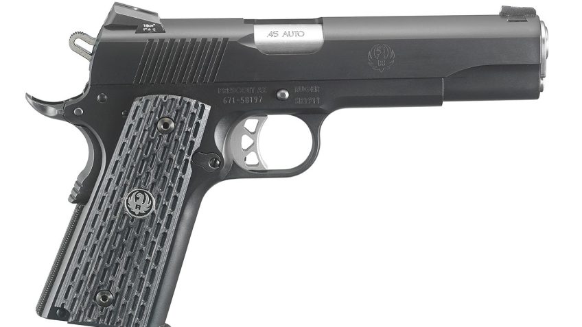 Ruger SR1911 .45 ACP Black Stainless Steel 5 8RD FS – 8+1 Rounds, 5″ Barrel, Composite Grips, Blue/Black, Night Sights