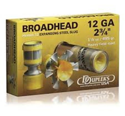 Broadhead Hexolit 32 Yellow Slug 2-3/4" 12 Gauge Shotgun Ammo – 5 Round Box