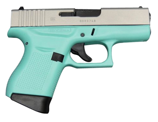 Glock G43 9mm Silver Aluminum Cerakote and Robin Egg Blue Subcompact Pistol  – UI4350204RESA