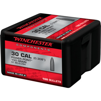 Winchester Ammo Centerfire Rifle Reloading 30 Cal .308 150 gr Power-Point (PP) 100 Per Box