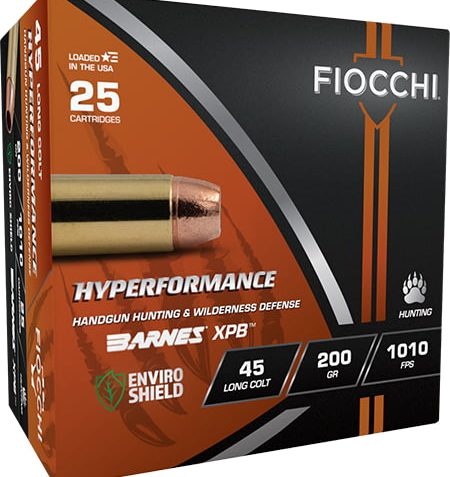 Fiocchi Hyperformance Hunt .45 Long Colt 200 gr XPB 25rds Handgun Ammo for Reliable Hunting and Target Shooting – 45LCBA