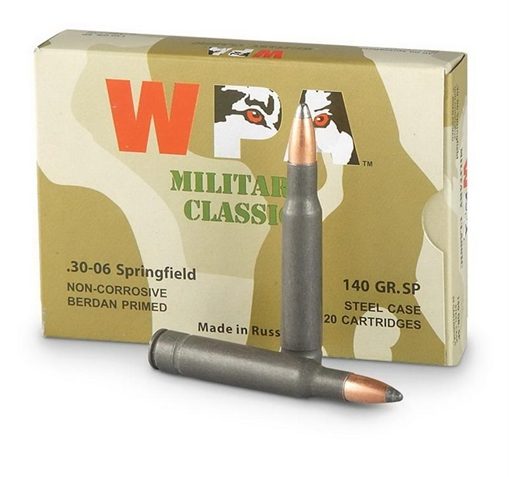 Wolf Military .30-06 Springfield Soft Point 140Gr. – 500 Rnds – Lacquer Coated Steel Casing