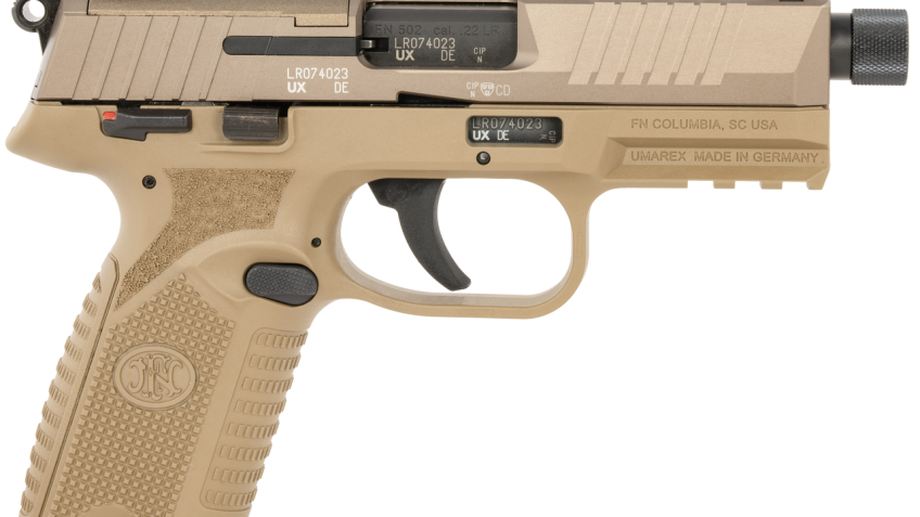 FN 502 Tactical .22 LR Pistol with 4.60" Threaded Barrel, Flat Dark Earth Frame – 66101682