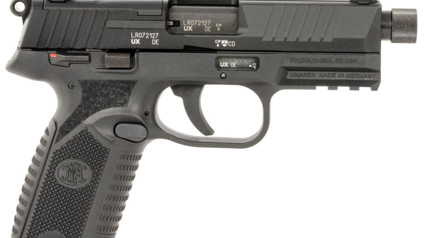 FN 502 Tactical .22 LR Pistol with 4.60" Threaded Barrel, Black Optic Ready Slide, and Polymer Frame – 66101684