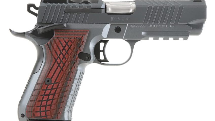 Kimber 3100024 KDS9C Rail 9mm 15+1 18+1 4.09" KimPro Gray Red/Black Front and Rear Serrations Stainless Steel Black Crosshatch cut G-10 Grip