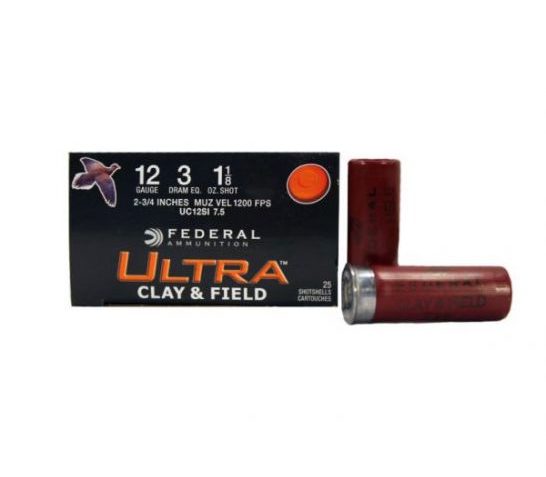 12 Ga – 2 3/4″ 1 oz #8 Shot – Federal Ultra Clay – 25 Rounds