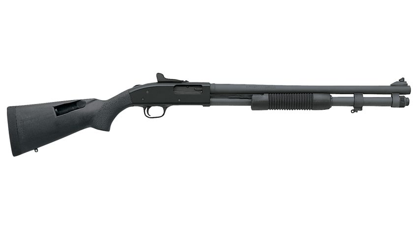 Mossberg, 590A1, Pump Action, 12 Gauge, 3″ Chamber, 20″ Heavy Wall Barrel, Parkerized Finish, Synthetic Stock, Ghost Ring Sight, 8Rd