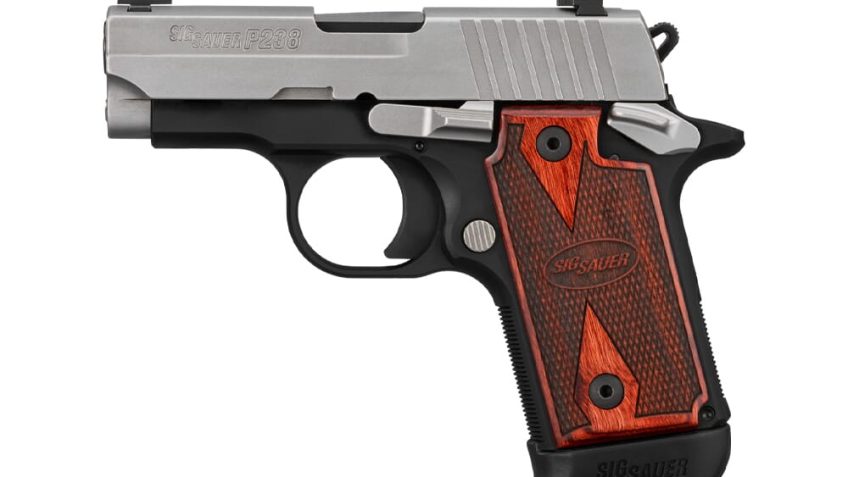 SIG SAUER P238 Two-Tone 380 ACP 2.7in 6rd/7rd Mags Wood Grips Micro-Compact Pistol (238-380-TXR3)