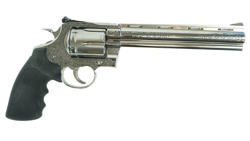 COLT Anaconda "Filigree Frame and Barrel" .44 Mag 8in 6rd Silver Revolver (ANACONDA-SP8RTS-BMODFB)