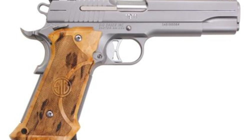 Sig Sauer 1911 Stainless Super Target  45ACP  5-Inch 8rd Wood Grips