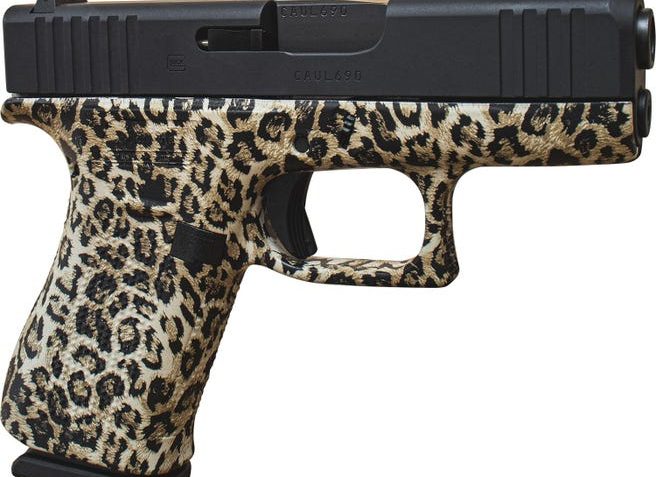 Glock 43X “Leopard Print’ 9mm Semi Auto Pistol – 10+1 Rounds, 3.4” Barrel, Polymer Grips, Blue/Black