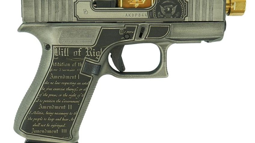 GLOCK G43X 9mm Luger 3.9in 10rd Trump Gold Barrel Edition Semi-Automatic Pistol (UX4350201FRMODTGB)