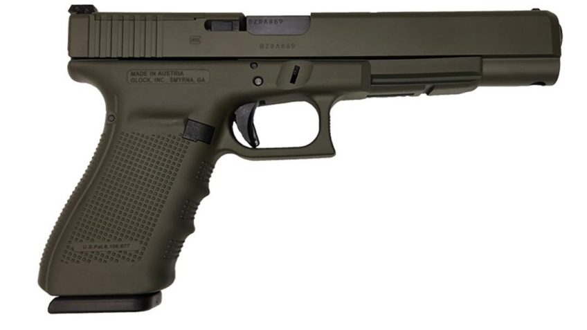 Glock 40 Gen 4 MOS 10mm Semi Auto Pistol – 13+1 Rounds, 6.02″ Barrel, Polymer Grips, Green, Glock Fixed Rear Sights