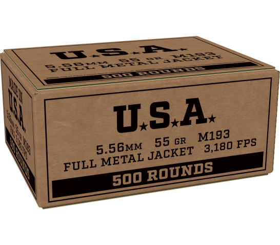 Winchester SGM193500 5.56x45mm NATO M193 Ammo 55 Grain FMJ 500 Rounds