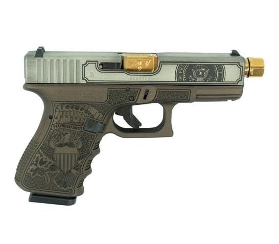 G19 GEN3 COMPACT 9MM 4″ 2/15RD USA-Trump Engr Two-Tone w/ Gold Barrel