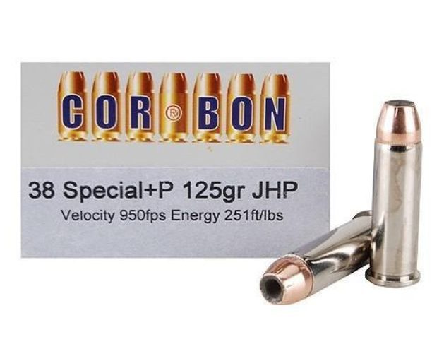 Cor Bon .38 Special +P 125 Grain Jacked Hollow Point Brass Cased Pistol Ammo, 20 Rounds, SD38125S/20