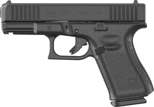 Glock PV2350203 G23 V 40 S&W 13+1 4.02" Black GMB Barrel, Black nDLC Steel Serrated Slide, Black Polymer Frame w/Accessory Rail, Interchangeable Backstrap Grip, Ambidextrous