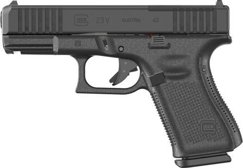 Glock PV2350203MOS G23 V MOS 40 S&W 13+1 4.02" Black GMB Barrel, Black nDLC Steel Optic Ready/Serrated Slide, Black Polymer Frame w/Accessory Rail, Interchangeable Backstrap Grip, Ambidextrous