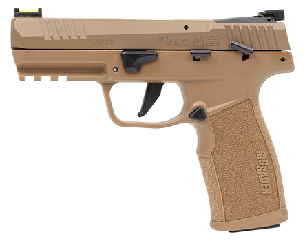 Sig Sauer 322CCAS P322  Compact Frame 22 LR 20+1 4" Black Threaded Barrel, Coyote Tan Cerakote Optic Ready/Serrated Slide, Coyote Tan Polymer Frame w/Picatinny Rail, Polymer Grip, Ambidextrous