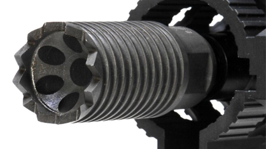 Troy Ind SBRACLM06BT00 Claymore Muzzle Brake Black Steel with 5/8"-24 tpi Threads & 2.25" OAL for 308 Win AR-Platform